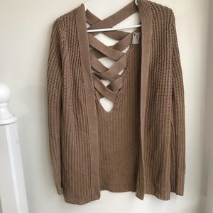 Tan LA Hearts Crisscross Back Cardigan